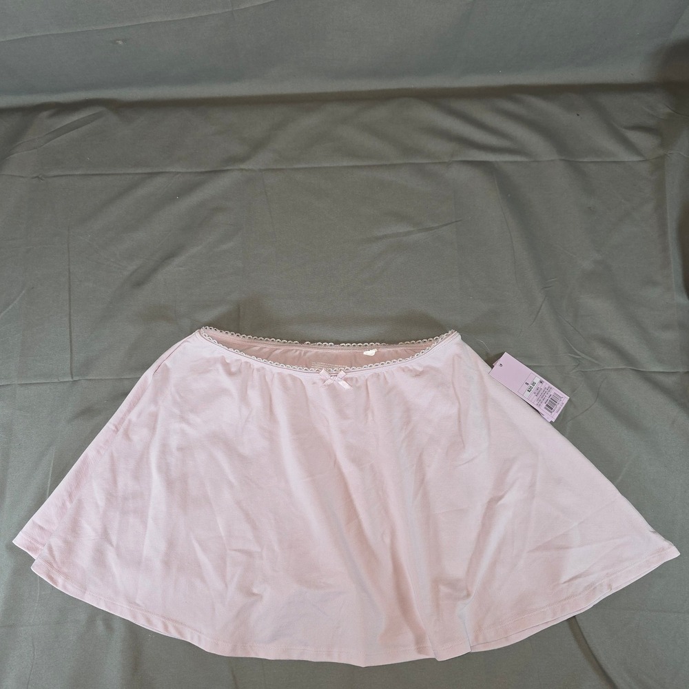 Wild Fable‎ Blush Pink Seamless Mini Skirt Lace Trim Bow Coquette 331 11 9874 S